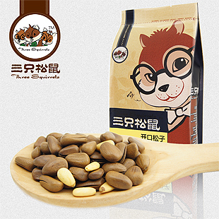  【三只松鼠_东北松子】坚果特产开口红松子奶油味新货218g GH1