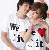 2012飞羽良品 外贸情侣装 春夏女式男式短袖T恤情侣t恤 红心 单件