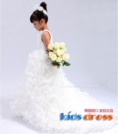 KD韩国<em>女孩</em>幼儿童装生日公主结婚庆花童加长