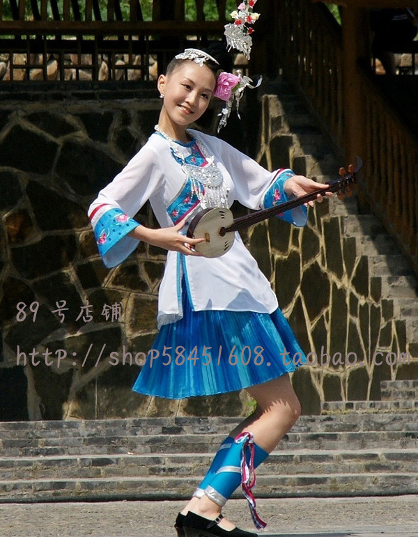 Hmong Dongs Dance Costume Bridal wear costume Women's wear Headdress Hat A collar for a horse Sky blue costumein the Women's clothing/Boutique , Costume/National costume/Stage costumes , National costume/Costumes category - from Buy2taobao.com to provide professional Taobao agent buy service