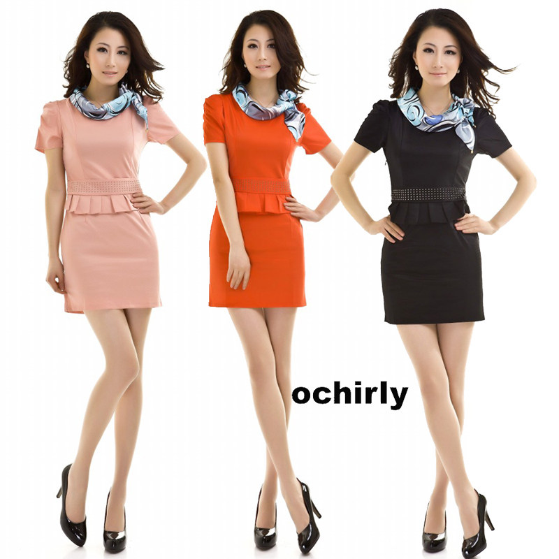 2012新款Ochirly/<span class=H>欧时力</span> 专柜正品 代购 职业方巾领女士雪纺连衣