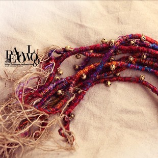  DIY手工制作 尼泊尔复古饰品 红色铃铛麻绳手链/脚链