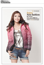 麦考林正品女装/11月新款七折包邮/BASIC炫色印花<span class=H>两面</span><span class=H>穿</span><span class=H>羽绒</span><span class=H>服</span>