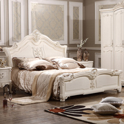速发欧式床实木床婚床1.8米双人床白橡木床法式储物高箱开放漆大