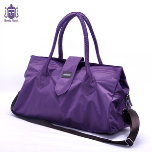  bensjiaos紫魅 旅行包女手提 大容量单肩包紫色女包女式新款大包