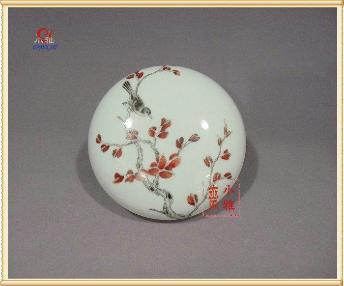 Jingdezhen Ceramic Stationery Man Room Study Painting and Calligraphy Calligraphy learning Supplies Hand drawn Pastel Autumn Fun Inkpad boxin the Home accessories , Decorative items , Storage tank category - from Buy2taobao.com to provide professional Taobao agent buy service
