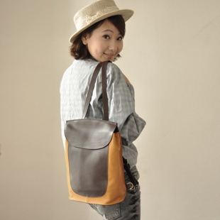  韩版撞色双肩包 新款繁星小镇 休闲可放A4 头层牛皮真皮背包