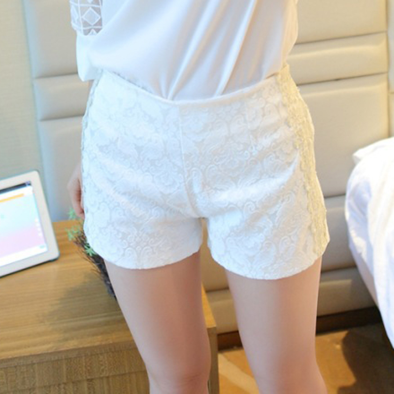 TaosLove2014夏装新款韩版蕾丝花边短裤修身白色休闲短裤热裤子潮