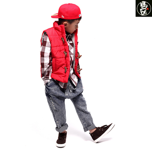  玛囡IYAM 秋冬季新款儿童棉马甲 宝宝短款排扣背心