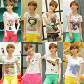 Amoy gold new white short section of the 2012 summer Korea T-shirt women T-shirt Slim sisters loaded