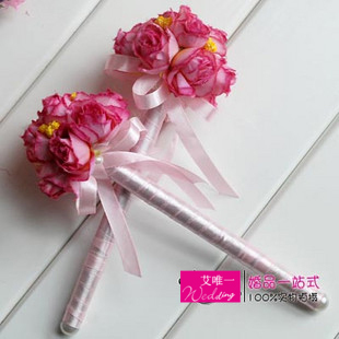 2012婚庆 用品 签到笔 签到笔 婚礼 粉边玫瑰签名笔(金)1支 2012婚庆 用品 签到笔 签到笔 婚礼 粉边玫瑰签名笔(金)1支
