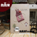 肉肉来。心情小趣系列 万用祝福贺卡片best wishes ZK-104 粉围裙