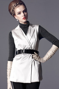 If  autumn women's dress pelletier Europe and double coat lapel sleeveless long suit ma3 jia3 072511101