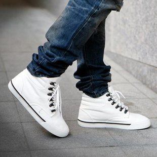  青少年中大小学生男孩子韩版铆钉 高帮帆布鞋 简单好看舒适平板鞋