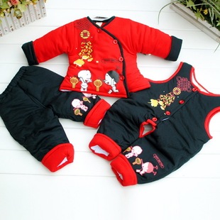  宝宝衣服 周岁婴儿新年装 唐装三件套 男女童冬装 拍下自动减50