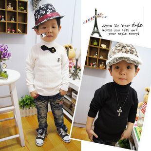 2012秋冬<em>新款</em>韩版<em>男童装</em> 百搭纯<em>白色</em>纯黑色高