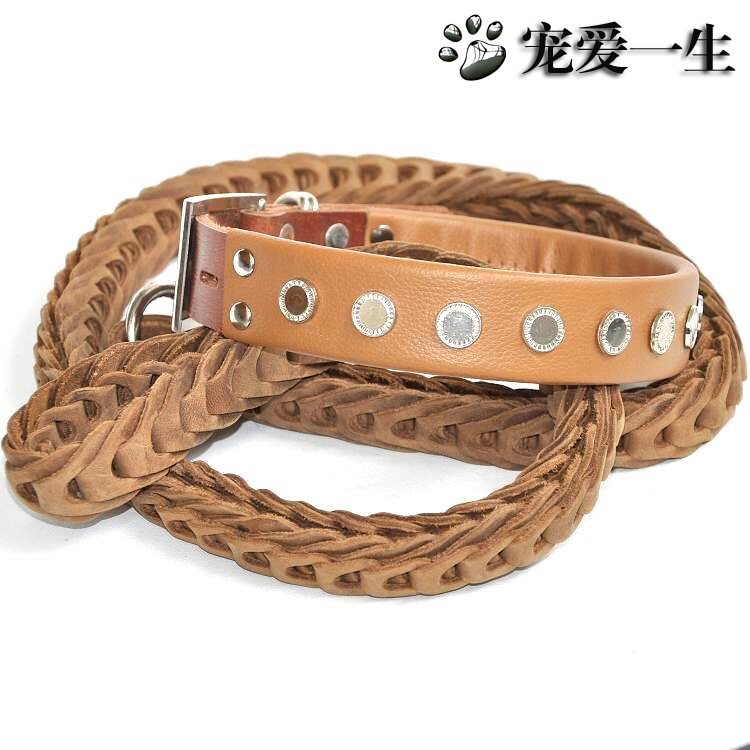 宠爱一生大型犬真皮牵引套装<span class=H>宠物</span><span class=H>用品</span>狗狗<span class=H>用品</span>牵引绳项圈牵引带