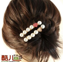 E6186 酷儿饰品厂批发 韩版发饰 秀美珍珠发夹 心型小发卡