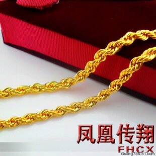  最具人气爆款 高档麻花项链 男士 时尚大方 镀黄金 项链24K首饰
