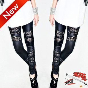 一一控ゝ女式黑色另类9分打底裤