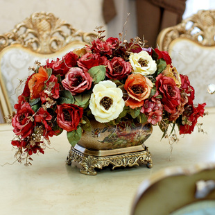  欧式宫廷复古餐桌花 壁炉装饰花卉 家居仿真花套装 整体花艺摆设