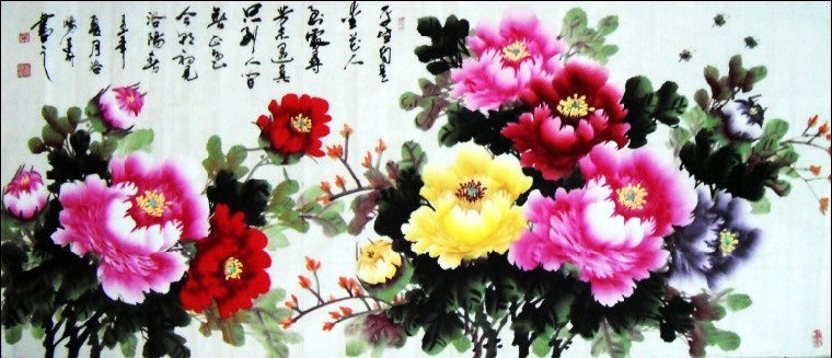 【洛阳牡丹画廊】牡丹画 国画牡丹 装饰画 纯手工画 诗书画一体