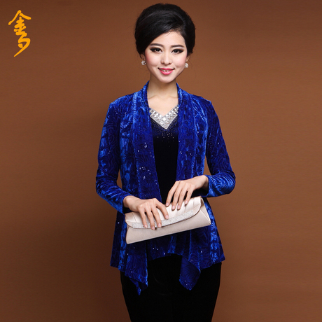 靓莱莎新款春装长袖T恤中老年<em>女装</em>金丝绒<em>上衣</em>