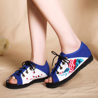 包邮夏款老北京布鞋绣花鞋高跟女鞋单鞋凉鞋民