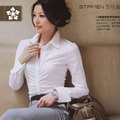 2012女装夏款预售 杂志专柜职业干练 韩版女翻袖长袖衬衫 Stamen