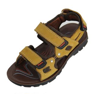  舜马正品 磨砂真皮男童凉鞋 魔术贴牛皮童鞋 中大童户外沙