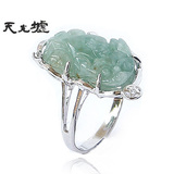 天光墟玉器 正品 翡翠a货貔貅戒指 玉戒指 翡翠戒指FC103