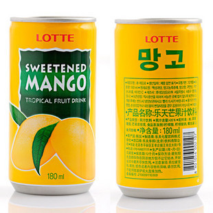  T韩国进口饮料乐天芒果汁饮料 乐天芒果汁180ml 新包装