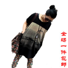 姐妹装韩版衣服打底衫包臀大码女装胖mm夏装宽松短袖t恤潮长款t恤