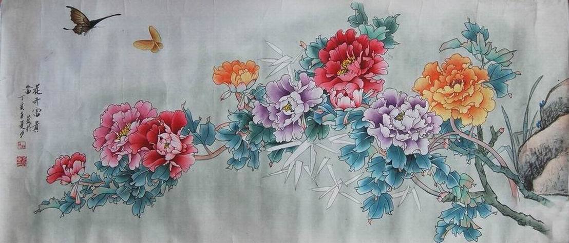 工笔花鸟画范曾仿品客厅装饰画祝寿画工笔牡丹特价手绘真迹