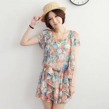 乔伊思2012夏季新款修身连衣裙 气质大码碎花雪纺连衣裙子