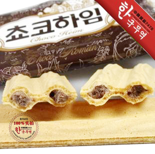  进口零食品 韩国可拉奥Crown饼干 巧克力/奶油蛋卷 榛子瓦 142克