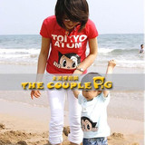 2012新couple亲子装/全家装/家庭装/翻领阿童木红色