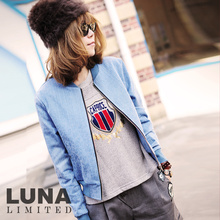 特 LUNA 春装外套2012新款女装 牛仔豹纹图案修身短外套WT00363amp;