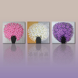 手绘油画餐厅装饰画卧室无框画客厅现代时尚三联挂画壁画/恋之花