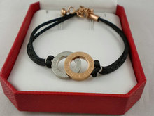 bvlgari Bvlgari interlocking black rose gold rope bracelet silver