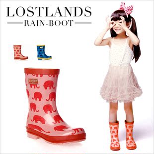 LOSTLANDS卡通小象 女孩女童儿童环保橡胶雨鞋雨靴 两色限时特惠