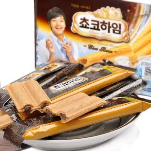  韩国 Crown可拉奥 巧克力榛子瓦夫蛋卷 142g 巧克力味W
