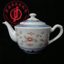景德镇文革瓷器/厂货/青花玲珑加彩小茶壶/国营瓷厂产/文革收藏