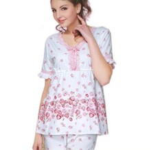 满百包邮华亿夏季睡衣家居服纯棉韩版女印花短袖七分裤休闲套装