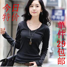 2012冬装新款加大码女装 打底衫宽松t恤 时尚打底衫 V领 长袖T恤
