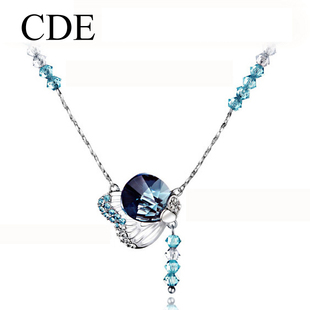 CDE正品 采用施华洛世奇元素水晶 肩上蝶项链韩版女短款蝴蝶锁骨