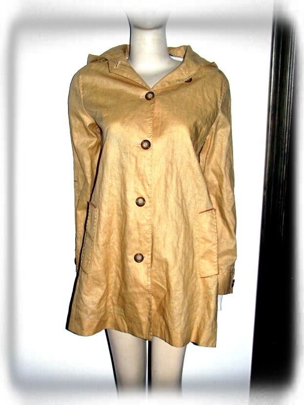 清仓LUXMAN莱克斯曼女装春装金色亚麻连帽