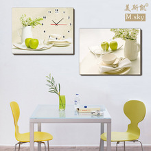8.5折包邮 美斯凯二联无框画 餐厅现代简约装饰画壁画 送挂钟222M