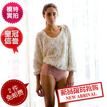 American Apparel 3D立体玫瑰花朵网眼套头打底女t恤上衣短袖 new