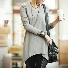 2012春装新潮休闲百搭非常修身显瘦个性长袖女款T恤